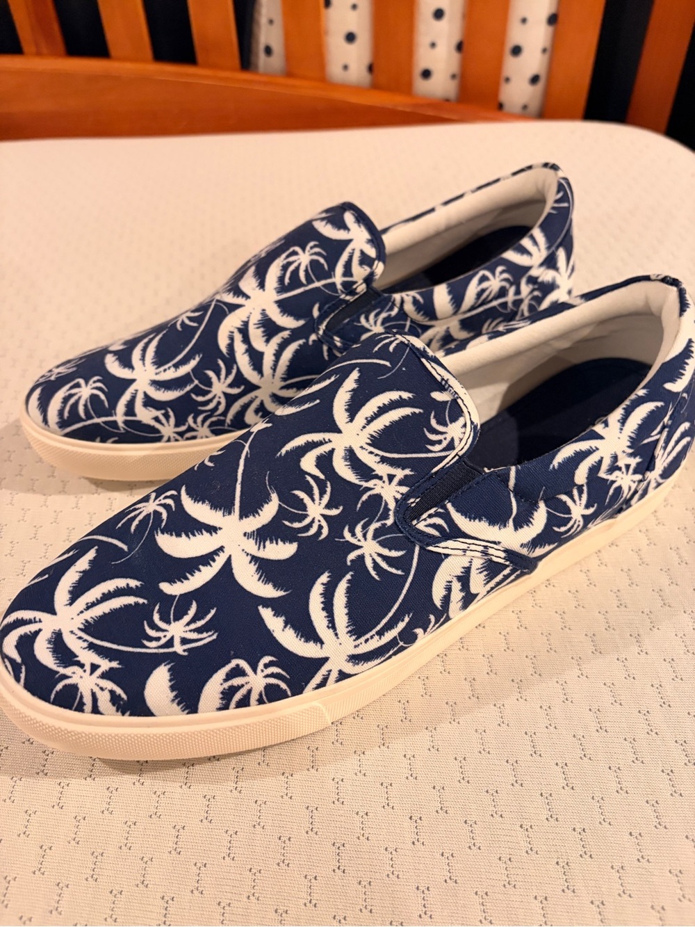 NWT Club Room Navy and White Palm-Print Slip-On Loafers Men’s 13